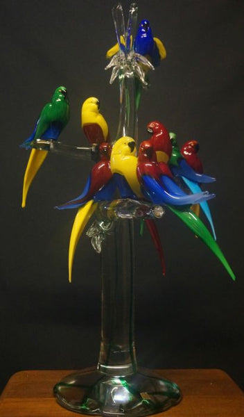 Murano Glass Tree with 4 Birds 21.5 Ht.