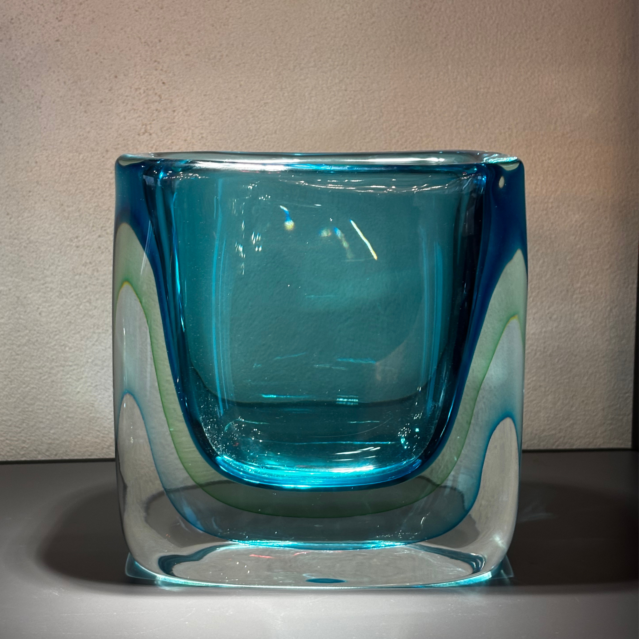 Modern Square Murano Glass Sommerso Vase