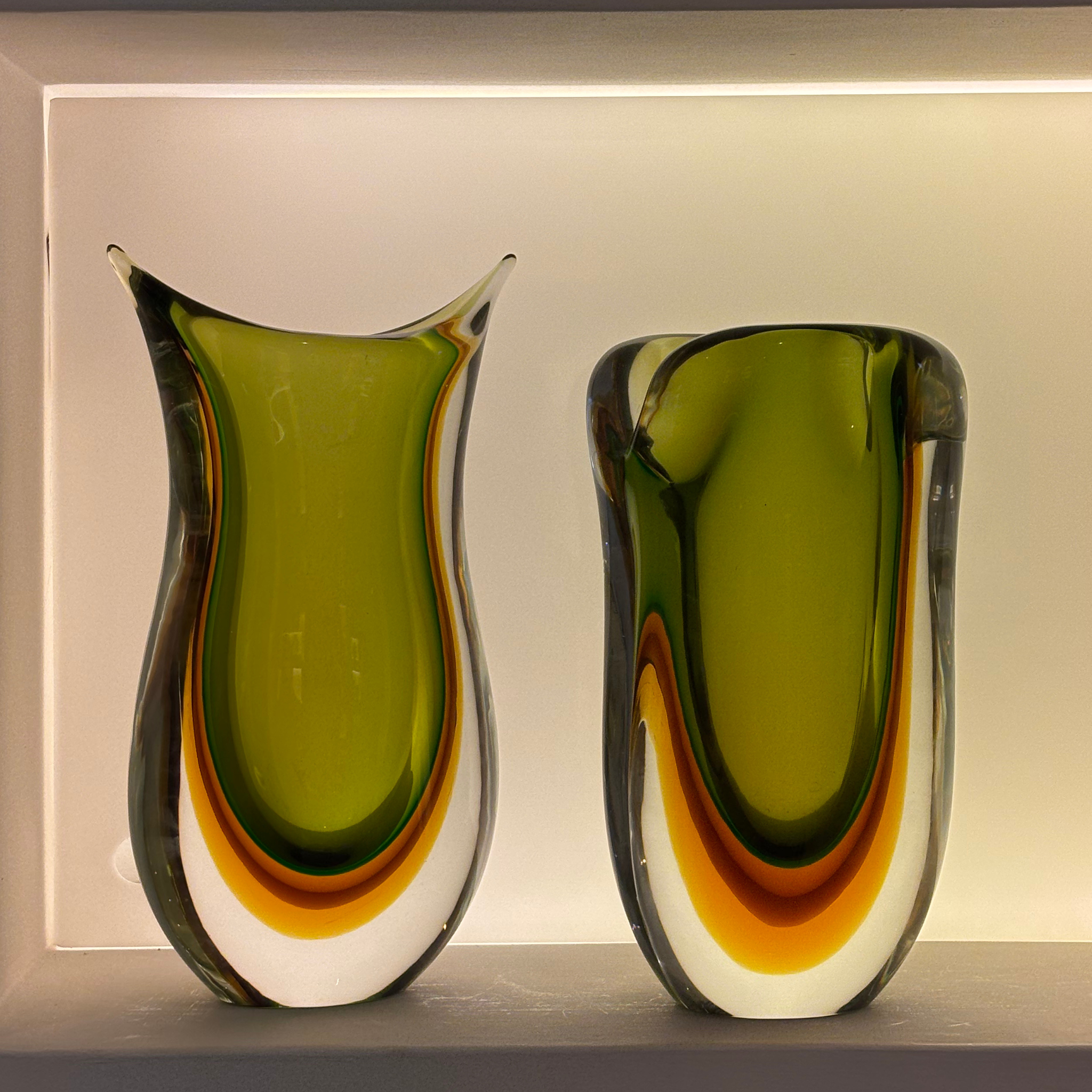 Olive Green Sommerso Murano Glass Vase