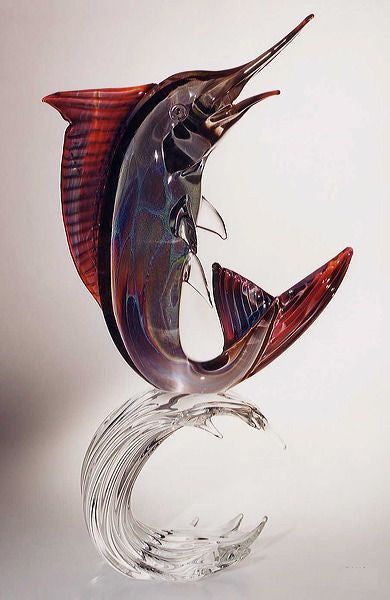 Murano glass marlin in Calcedonio glass