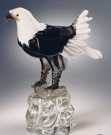 Murano glass eagle with Northern Lights blue