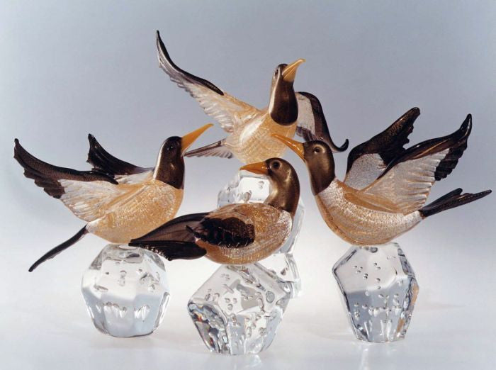 Murano glass swallows