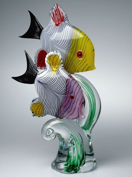 Murano glass tropical fish on a 'seaweed' base