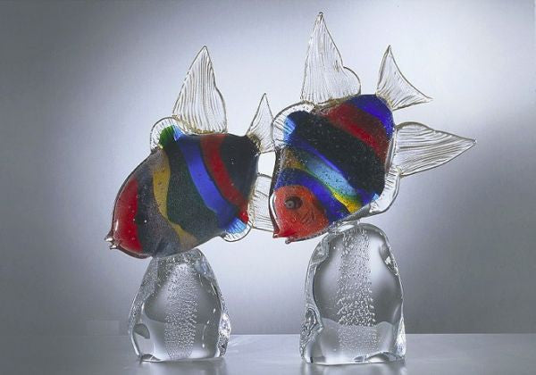 Pair of Murano glass harlequin fish