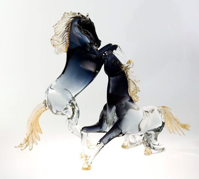 Pair of San Marco horses in \'Northern lights\' blue