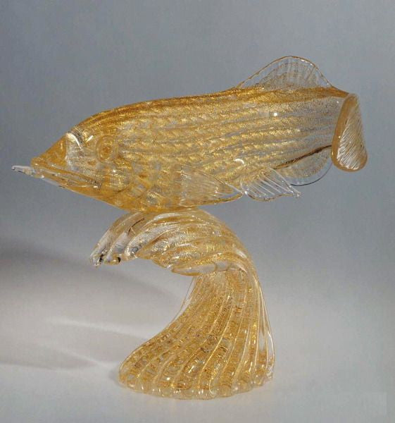 Murano glass fish in 24 carat gold