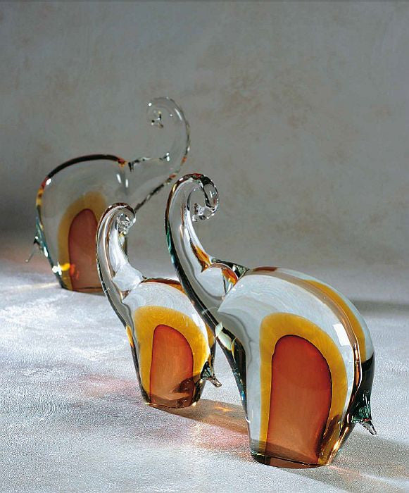 Sbruffi ruby and amber elephants in three sizes