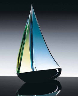 Murano outlet Glass sailboat figurine statue ocean nautical one sail blue one sail