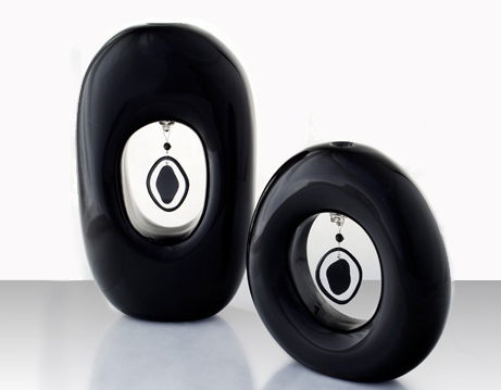 Unusual modern black vases with murrines